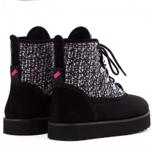 Larroude Vail Winter Boot In‎ Black Tweed and Suede Water Resistant 8.5 - Picture 2 of 14